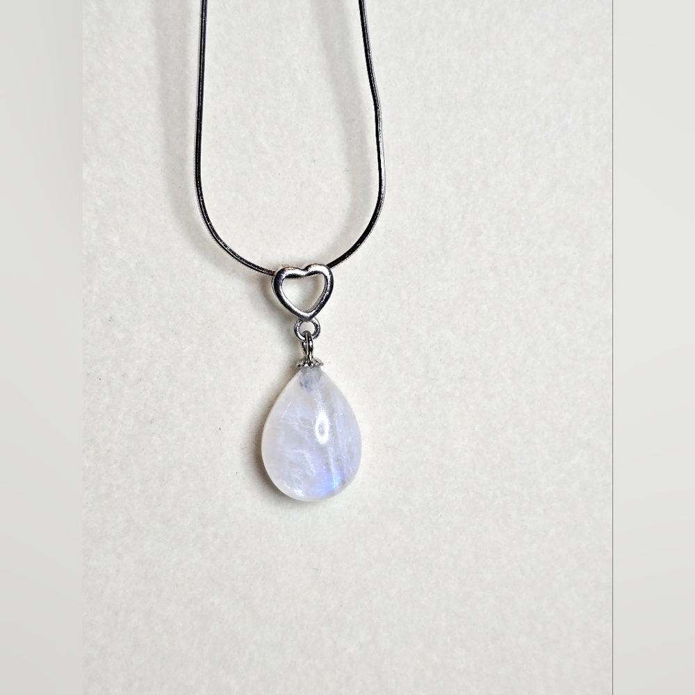 Moonstone Crystal and Sterling Silver Necklace - Picture 3 of 5